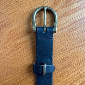 Madewell Black Leather Belt with Brass Buckle